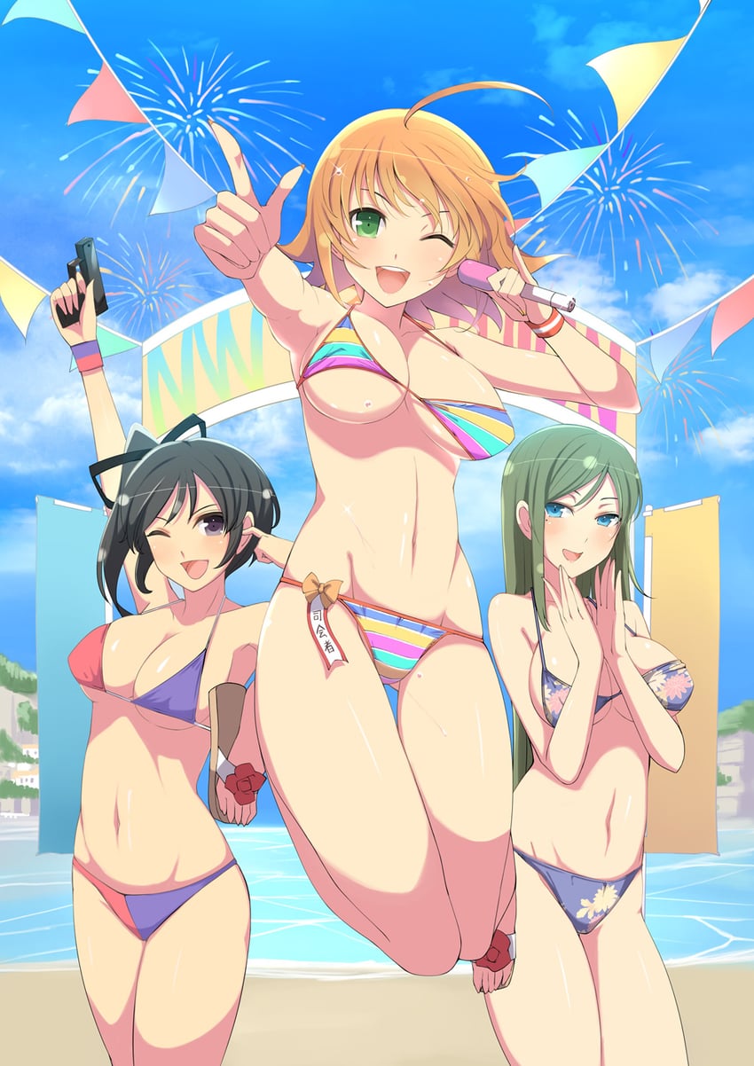 fuga, aria, and kosuzu (senran kagura and 1 more) drawn by yaegashi_nan