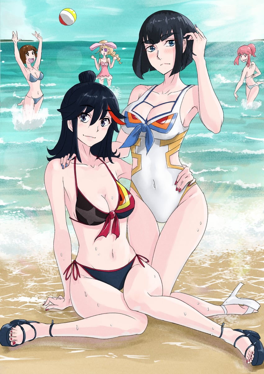 matoi ryuuko, senketsu, kiryuuin satsuki, mankanshoku mako, junketsu, and 2 more (kill la kill) drawn by vemonosuke