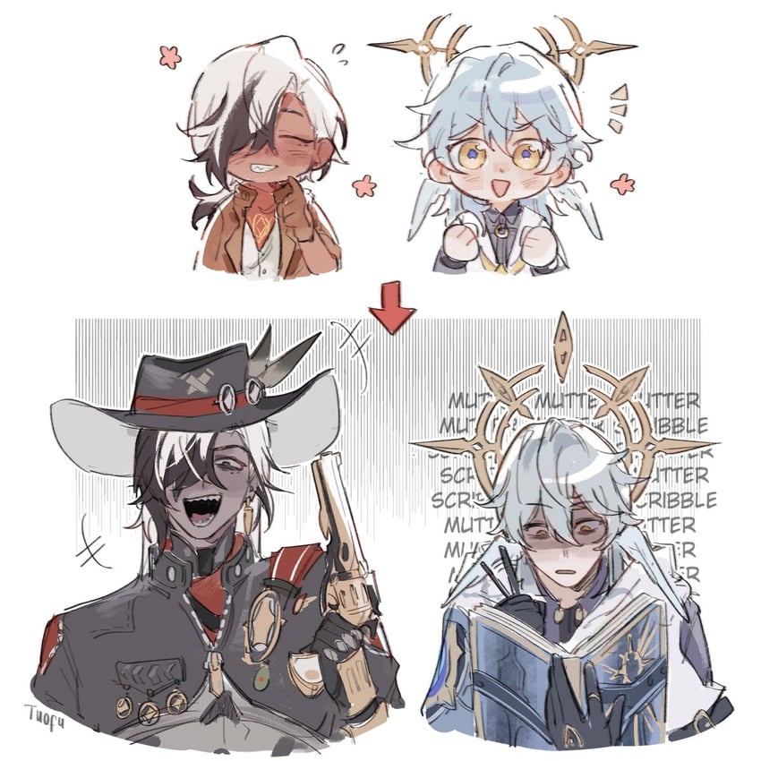 sunday and boothill (honkai and 1 more) drawn by tuofu