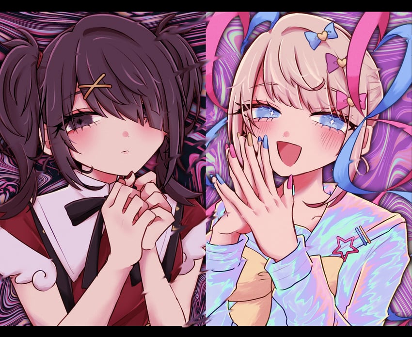 chouzetsusaikawa tenshi-chan and ame-chan (needy girl overdose) drawn by ink_(0killq)