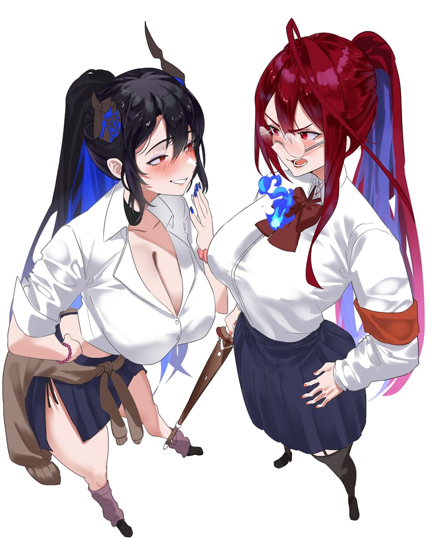 nerissa ravencroft and elizabeth rose bloodflame (hololive and 1 more) drawn by daaku_(koizumi_arata)