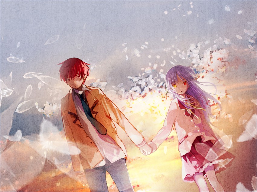 tachibana kanade and otonashi yuzuru (angel beats!) drawn by yuu_(plasm)