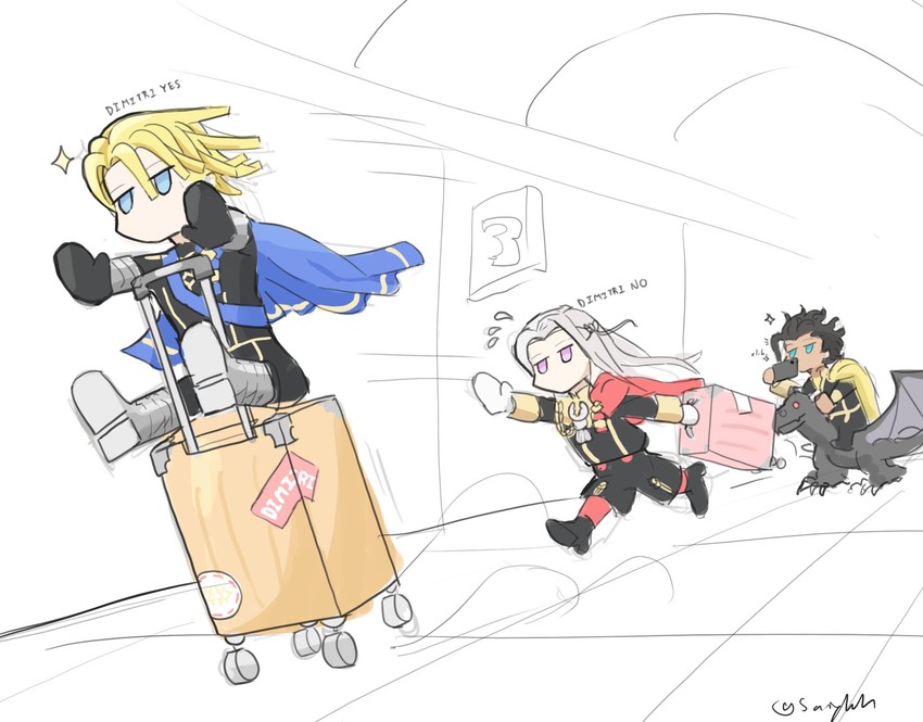 edelgard von hresvelg, dimitri alexandre blaiddyd, and claude von riegan (fire emblem and 1 more) drawn by saiykik