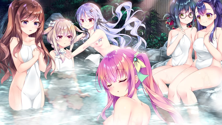 yamabuki alice, yamabuki yuki, matsurika karen, kuchinashi nerine, megane yurika, and 1 more (hoshi no otome to rikka no shimai and 1 more) drawn by mizuki_yuuma and nanotaro