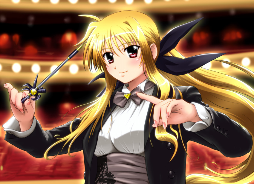 fate testarossa, bardiche, and mizuki nana (lyrical nanoha and 1 more) drawn by diesel-turbo