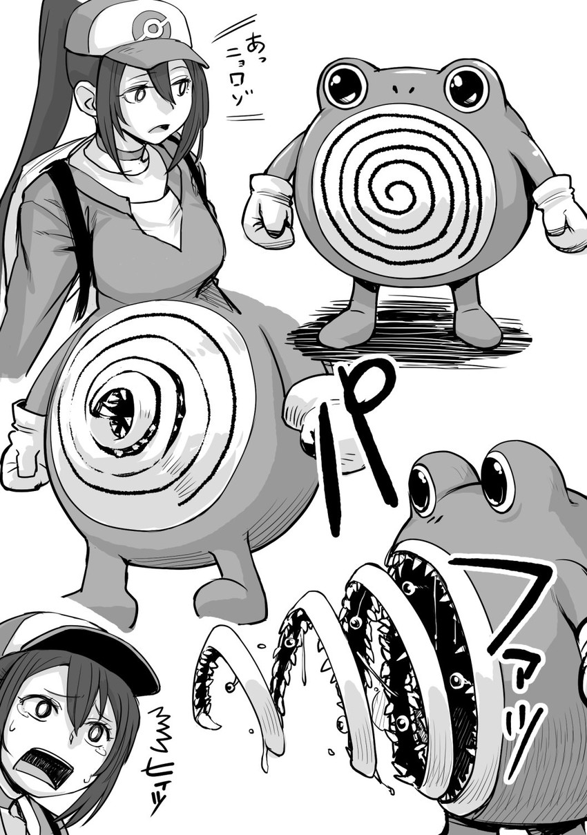 female protagonist and poliwhirl (pokemon and 3 more) drawn by nujima