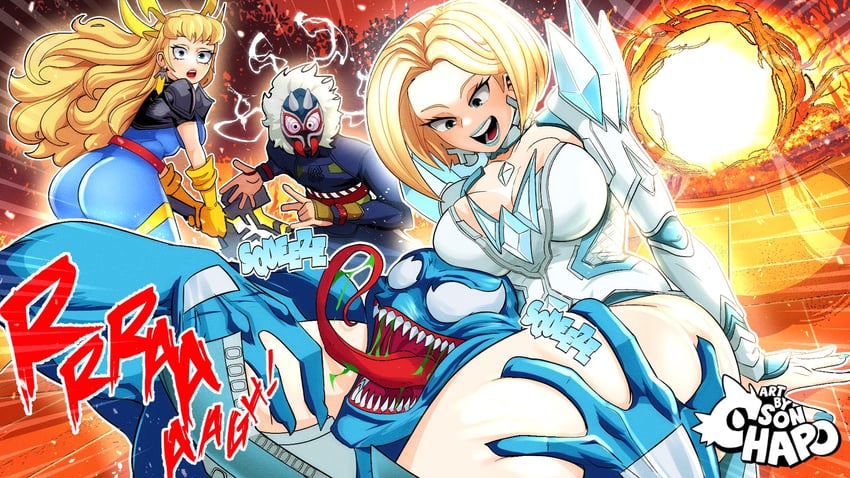 spider-man, venom, emma frost, and magik (marvel and 3 more) drawn by sonchapo