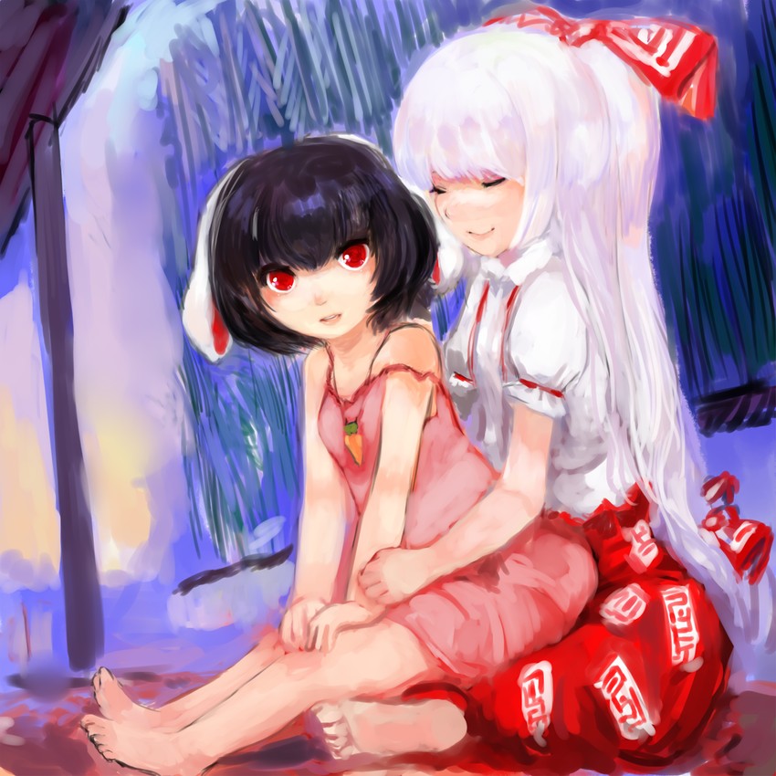 fujiwara no mokou and inaba tewi (touhou) drawn by maccha_cocoa_(mococo)