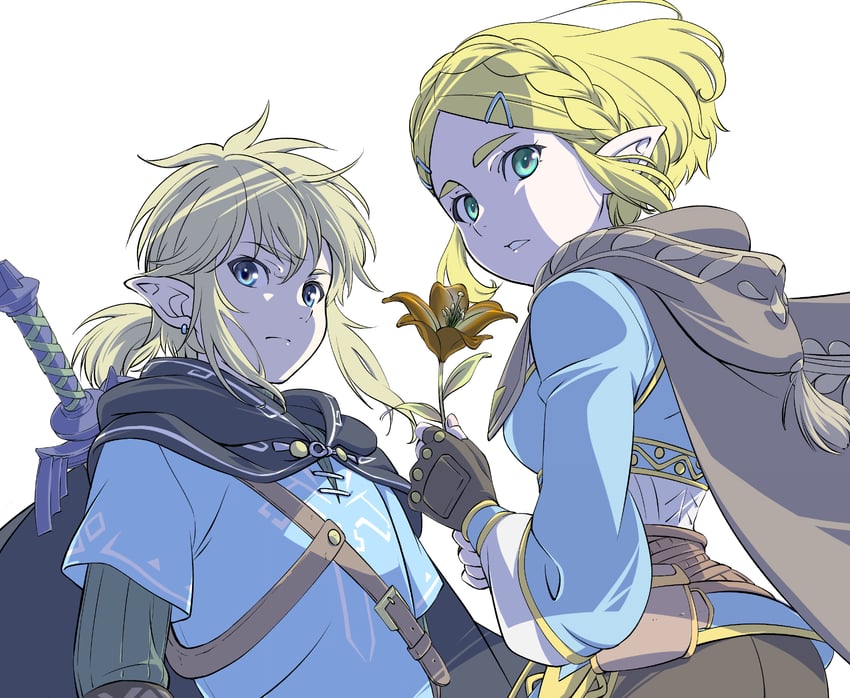 link and princess zelda (the legend of zelda and 1 more) drawn by tomo.puri