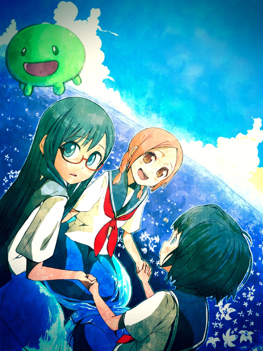 manjoume fumi, okudaira akira, and oono haruka (aoi hana) drawn by fuzuki_fuuro