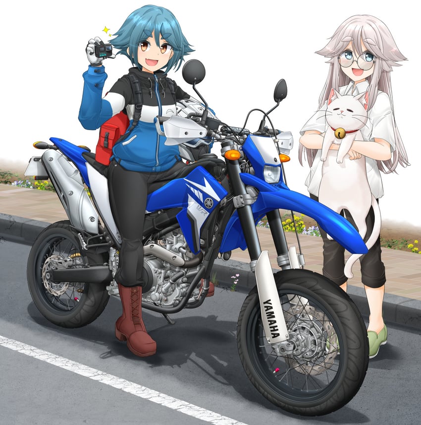 taishou, akiyama haruno, and komada kako (yamaha and 1 more) drawn by mikeran_(mikelan)