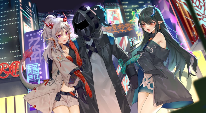 doctor, dusk, nian, and bitey (arknights) drawn by hasegawamorito