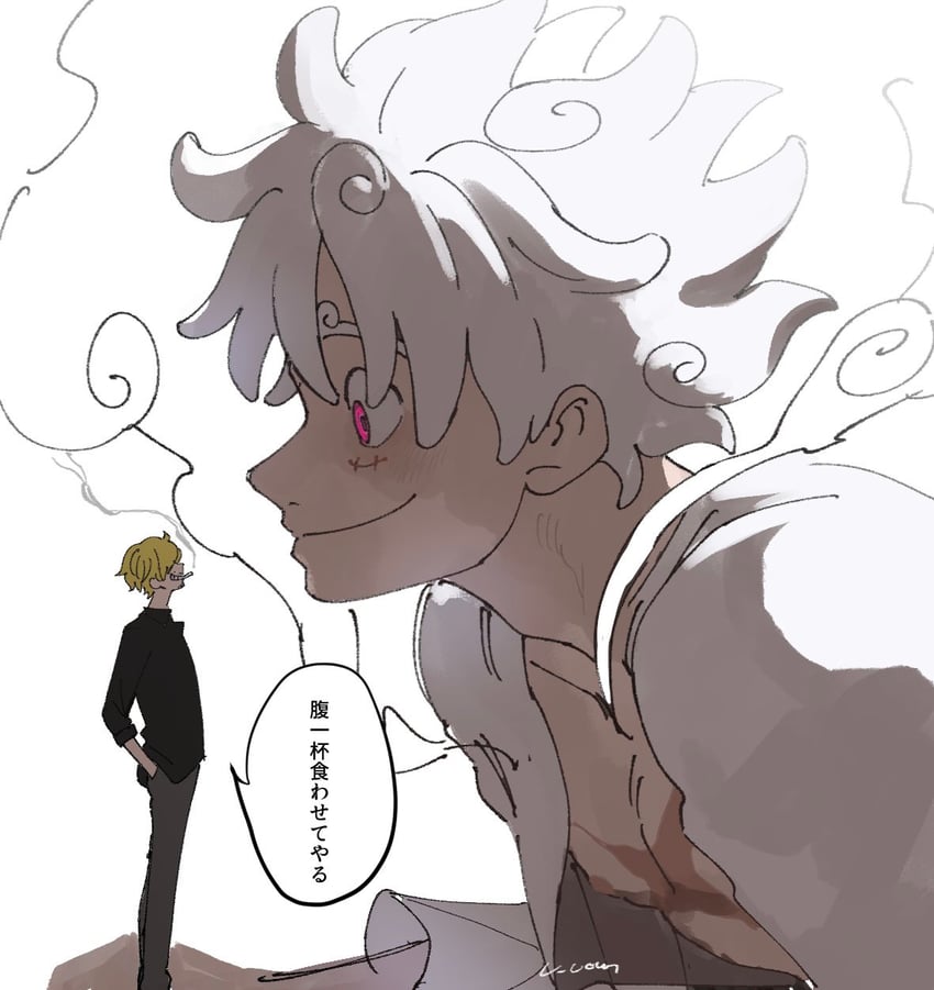 monkey d. luffy and sanji (one piece) drawn by u_uown