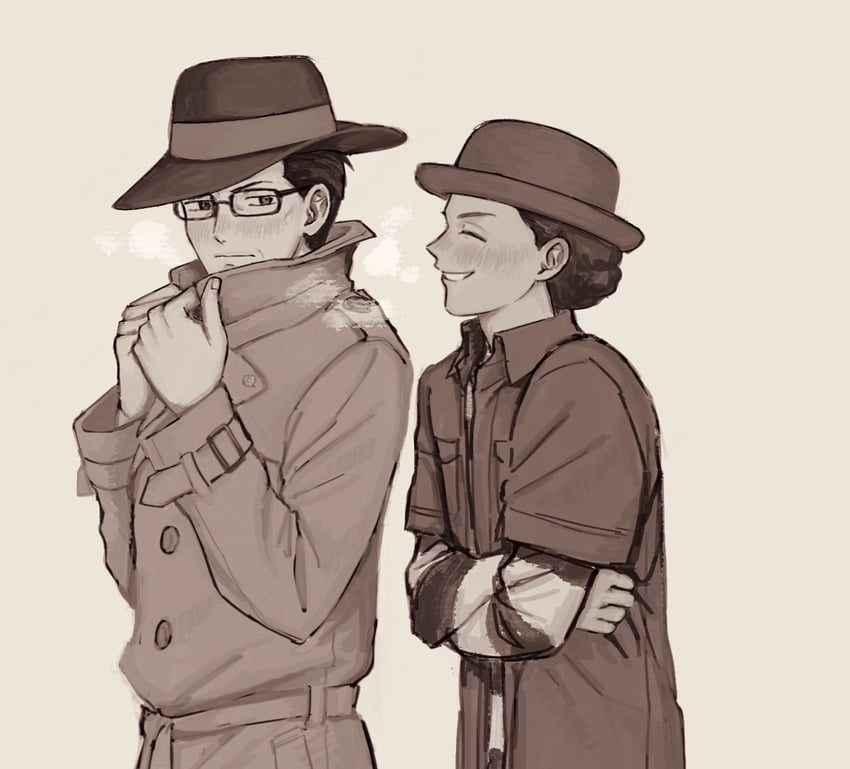 eddie fender and gregory edgeworth (ace attorney and 2 more) drawn by renshu_usodayo