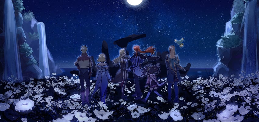 tear grants, luke fon fabre, anise tatlin, natalia luzu kimlasca lanvaldear, jade curtiss, and 2 more (tales of and 1 more) drawn by yacht_king