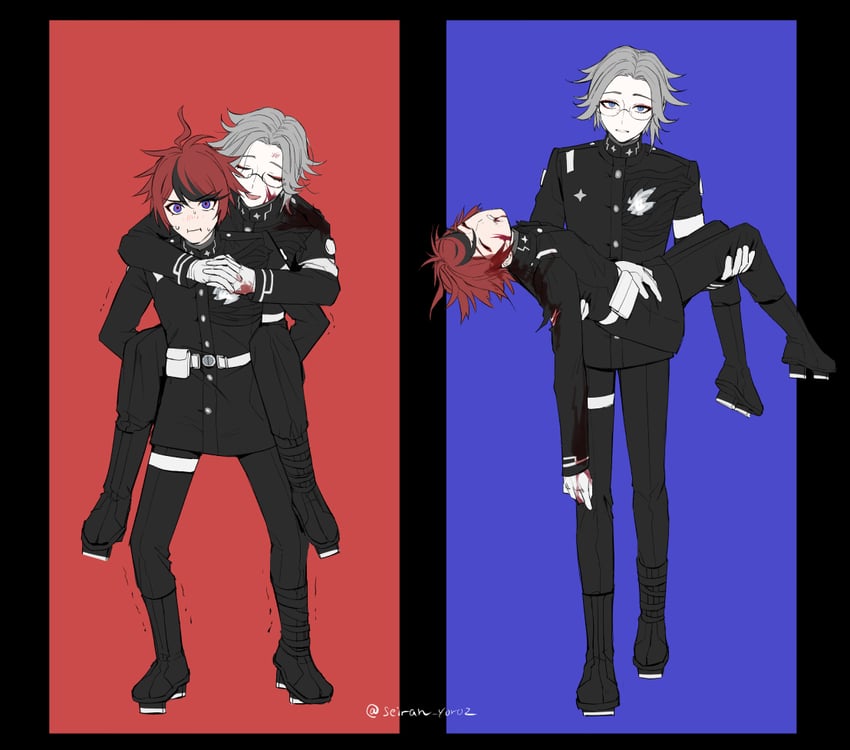 aotsuki eito and sumino takumi (the hundred line -last defense academy-) drawn by seiran_yoroz