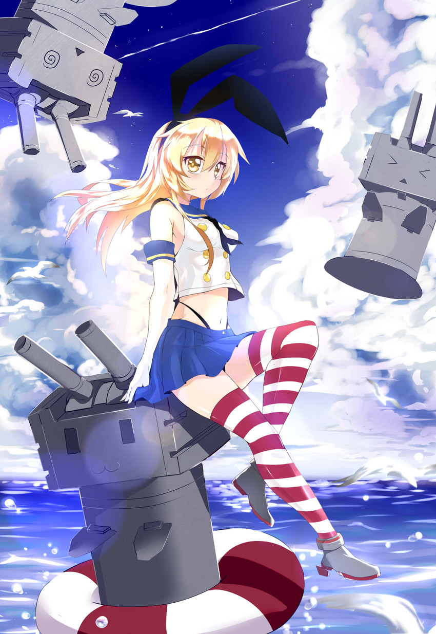 shimakaze and rensouhou-chan (kantai collection) drawn by caibao_return