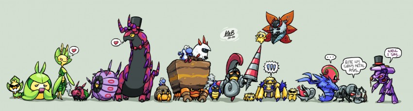 yoshi, joltik, scolipede, volcarona, swadloon, and 16 more (pokemon and 1 more) drawn by stixdude