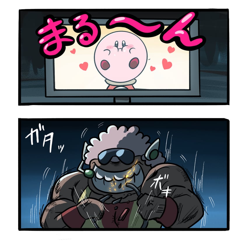 kirby and machosan (kirby and 2 more) drawn by ddddndn