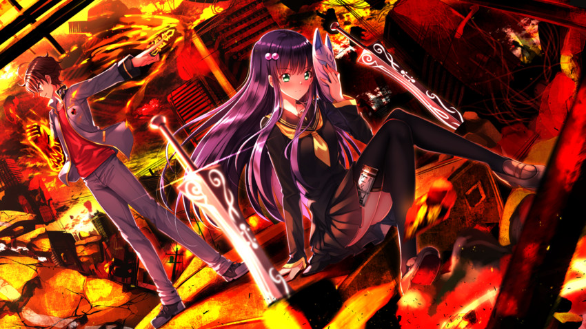 adashino benio and enmadou rokuro (sousei no onmyouji) drawn by swordsouls