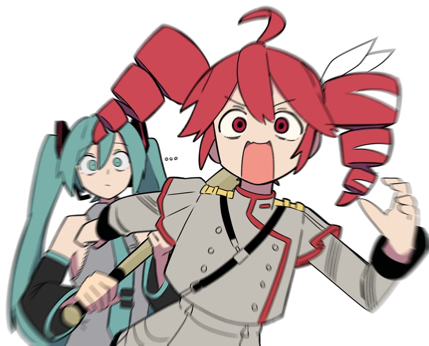 hatsune miku and kasane teto (vocaloid and 2 more) drawn by osa_(osavocaloid)