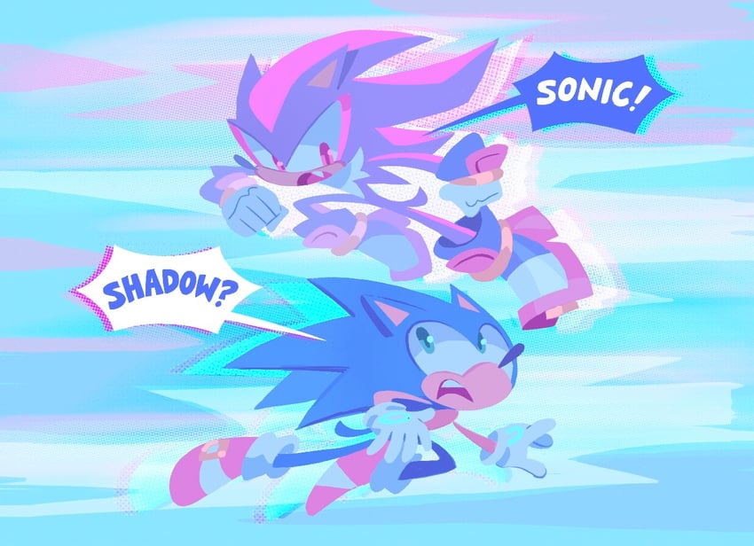 sonic the hedgehog and shadow the hedgehog (sonic and 1 more) drawn by mimiadraws