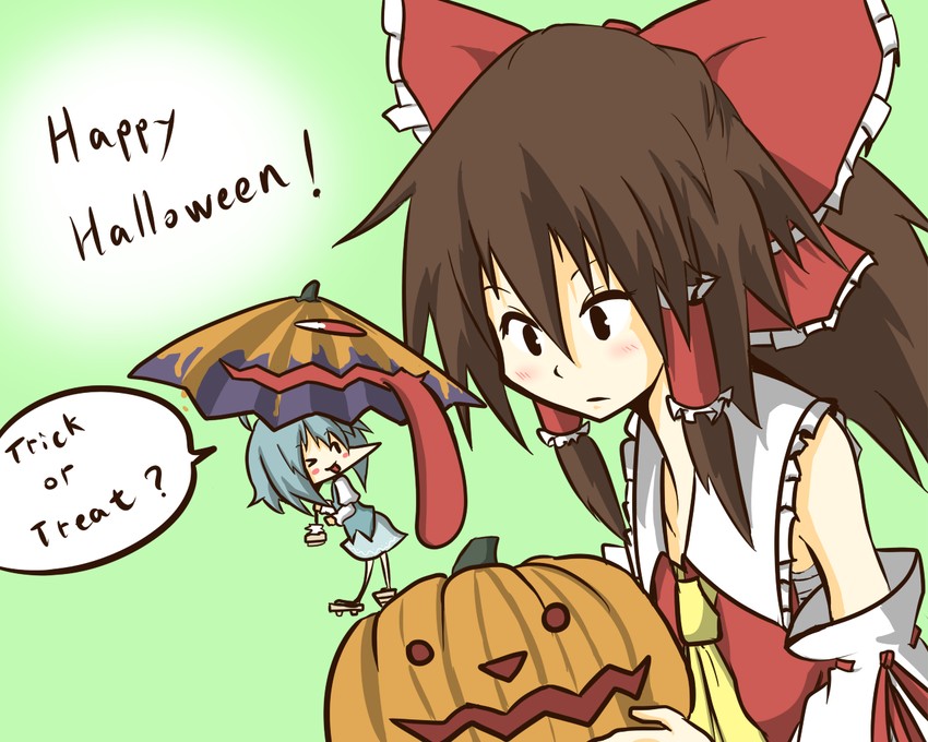 hakurei reimu and tatara kogasa (touhou) drawn by asyura_kumo