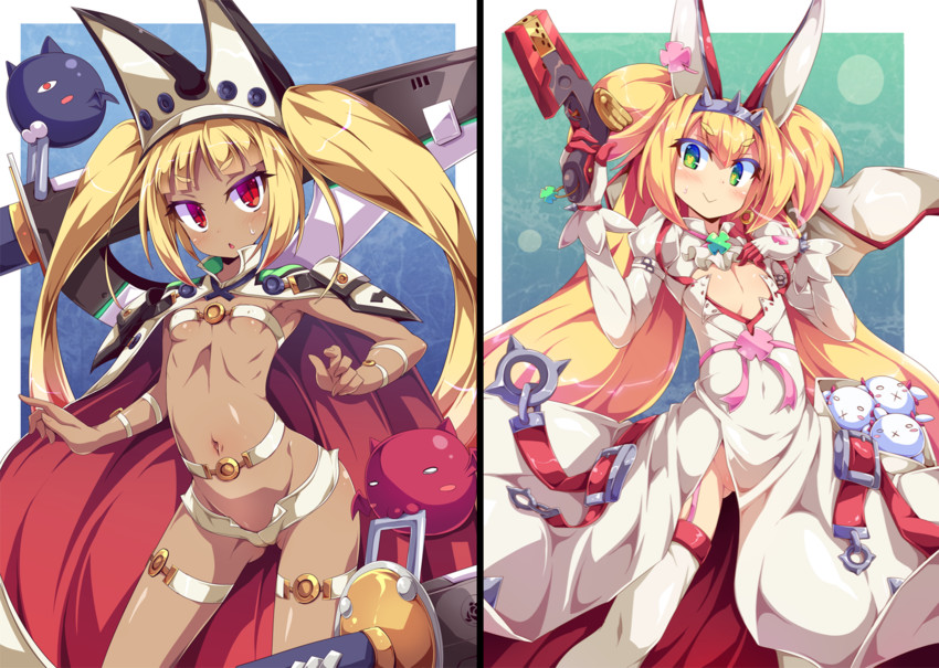 ramlethal valentine, elphelt valentine, rachel alucard, platinum the trinity, gii, and 1 more (guilty gear and 2 more) drawn by toraishi_666