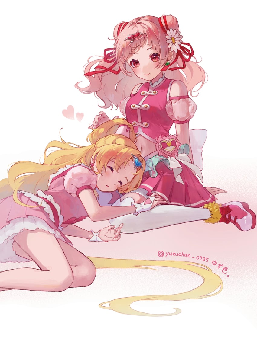 nono hana, cure yell, hug-tan, and cure tomorrow (precure and 1 more) drawn by yuzu_collar