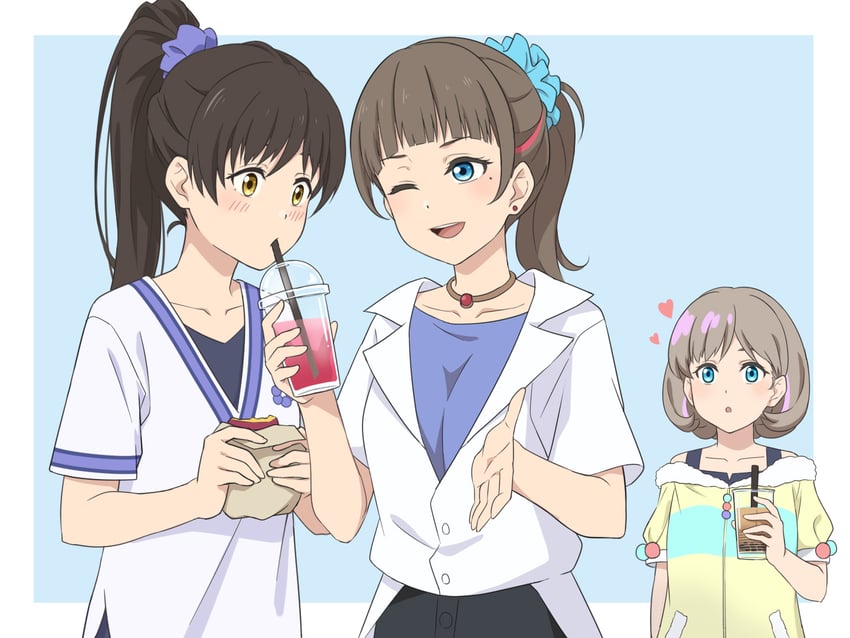 tang keke, hazuki ren, and tang mengmeng (love live! and 1 more) drawn by laofuzi_dai_bansho