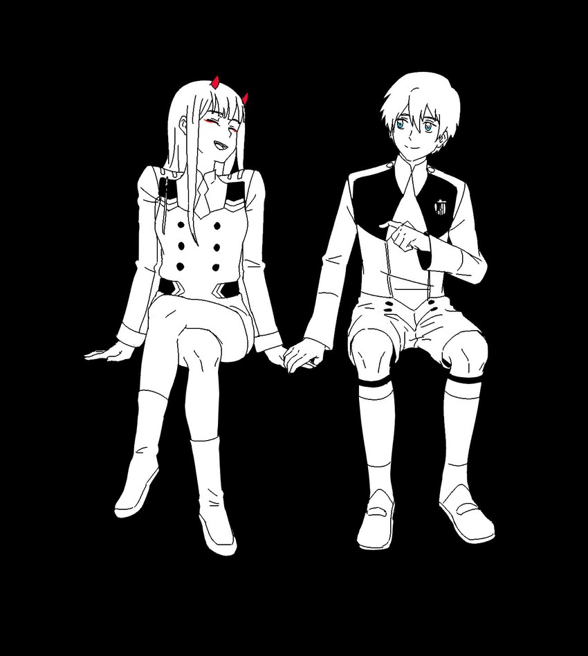 zero two and hiro (darling in the franxx) drawn by bigleon