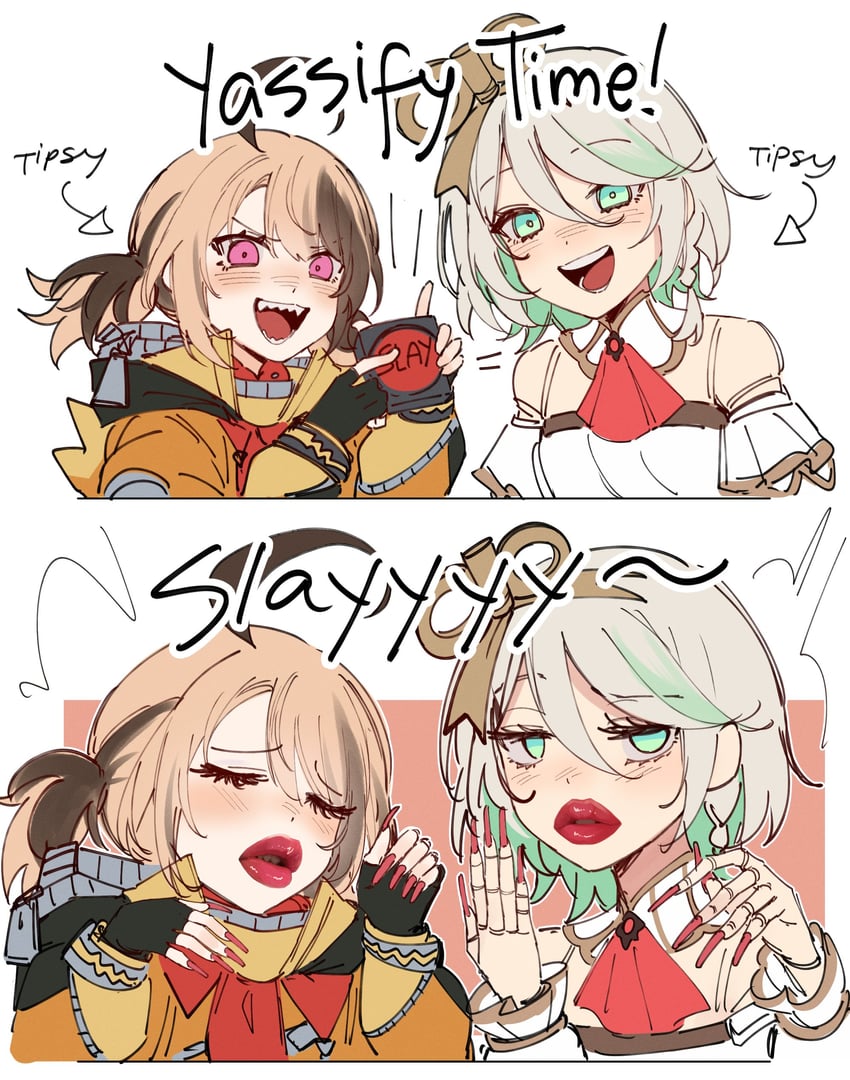 gigi murin and cecilia immergreen (hololive and 1 more) drawn by mittsu