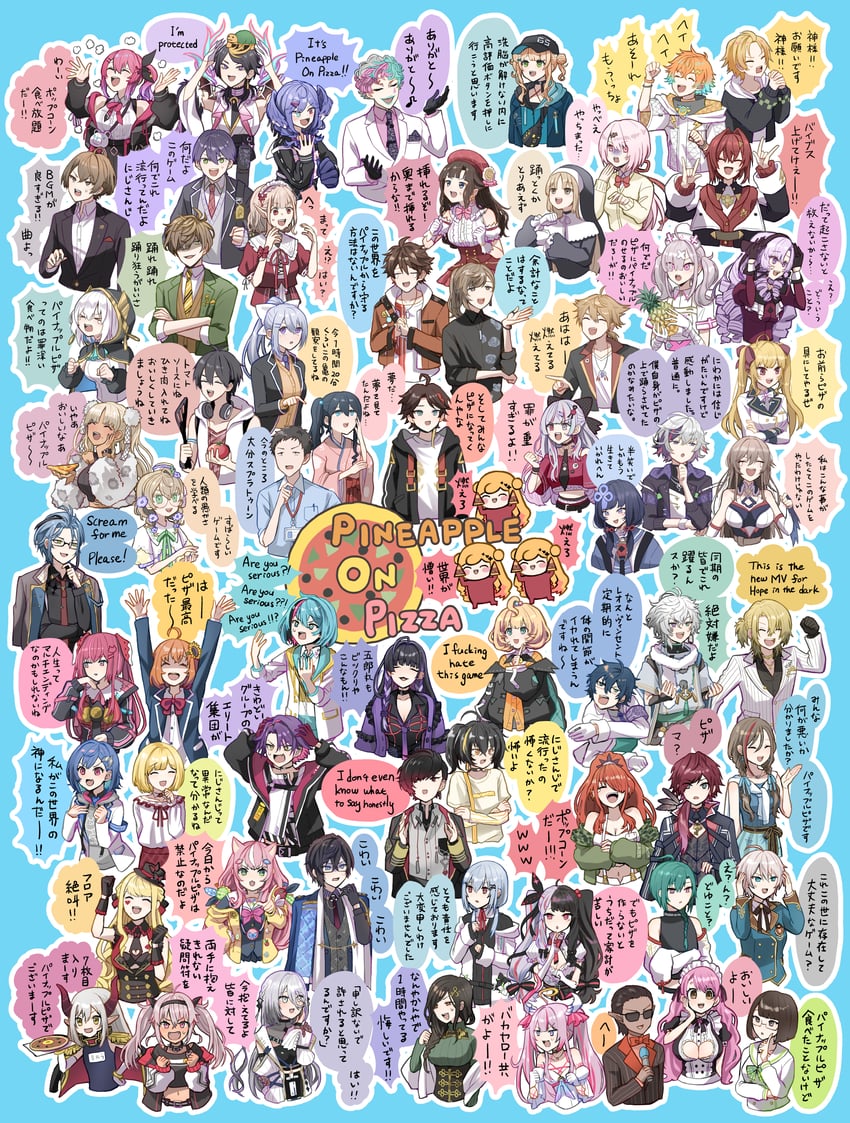 ange katrina, higuchi kaede, shiina yuika, selen tatsuki, sukoya kana, and 61 more (nijisanji and 3 more) drawn by mikkekan