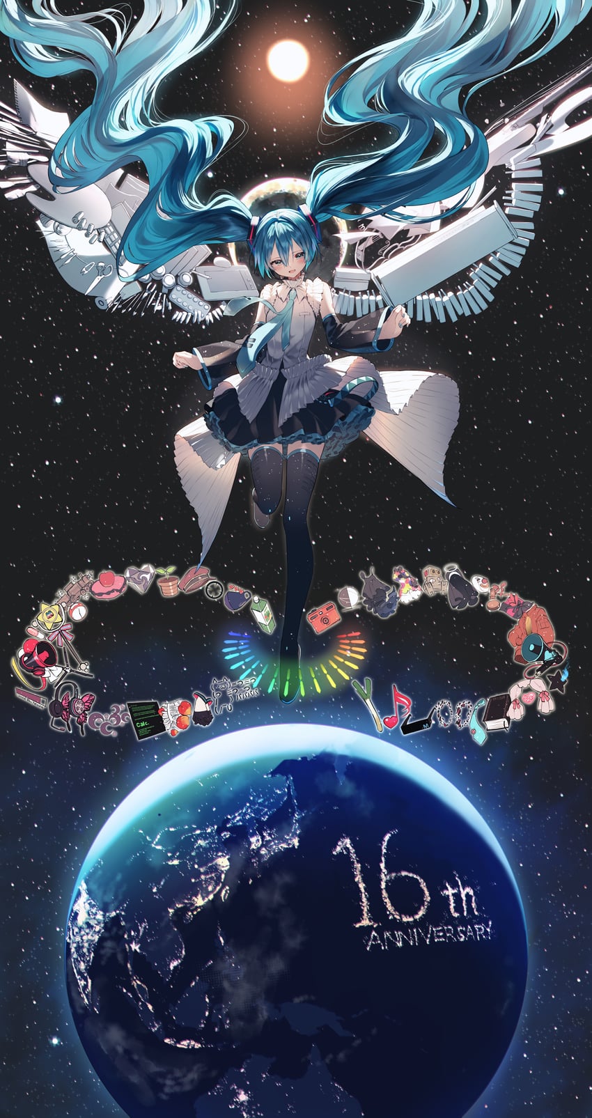 hatsune miku and magical mirai miku (vocaloid and 34 more) drawn by pentagon_(railgun_ky1206)