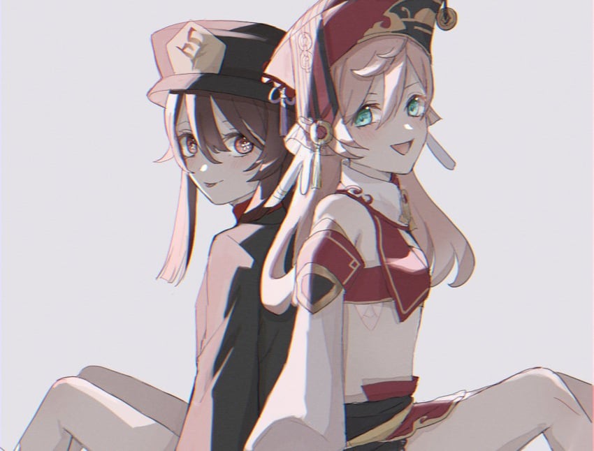 hu tao and yanfei (genshin impact) drawn by marodayo_33