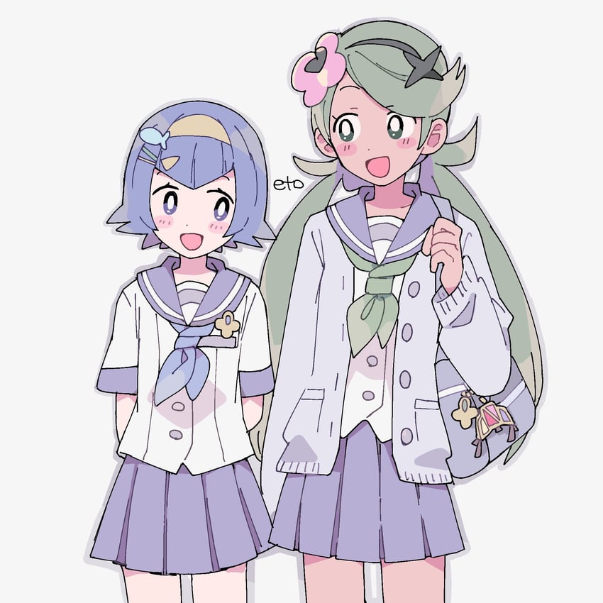 lana and mallow (pokemon and 1 more) drawn by remoooon