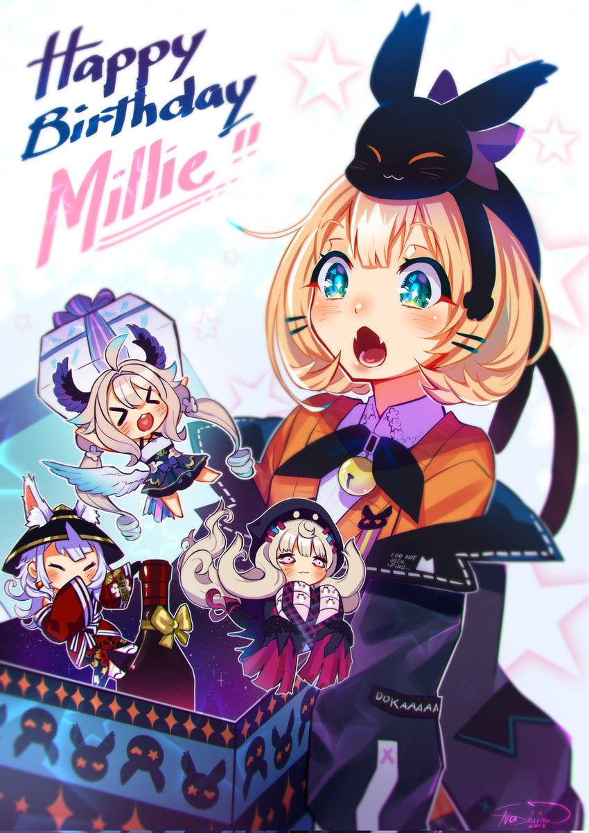 enna alouette, millie parfait, nina kosaka, reimu endou, and lucie (nijisanji and 1 more) drawn by nashiina