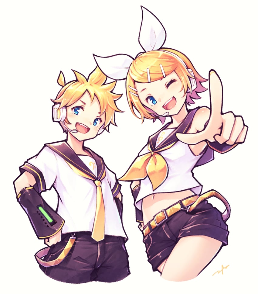 kagamine rin and kagamine len (vocaloid) drawn by gogatsu_no_renkyuu