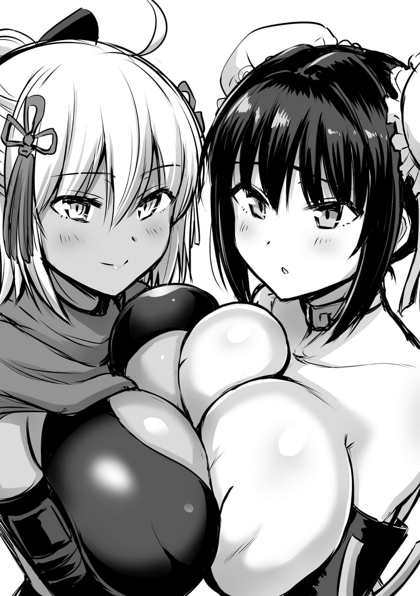 okita souji, okita souji alter, and qin liangyu (fate and 1 more) drawn by kanno_takanori