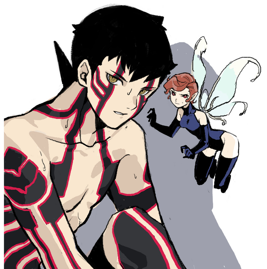 demi-fiend and pixie (shin megami tensei and 1 more) drawn by morimiya_(kuroro)