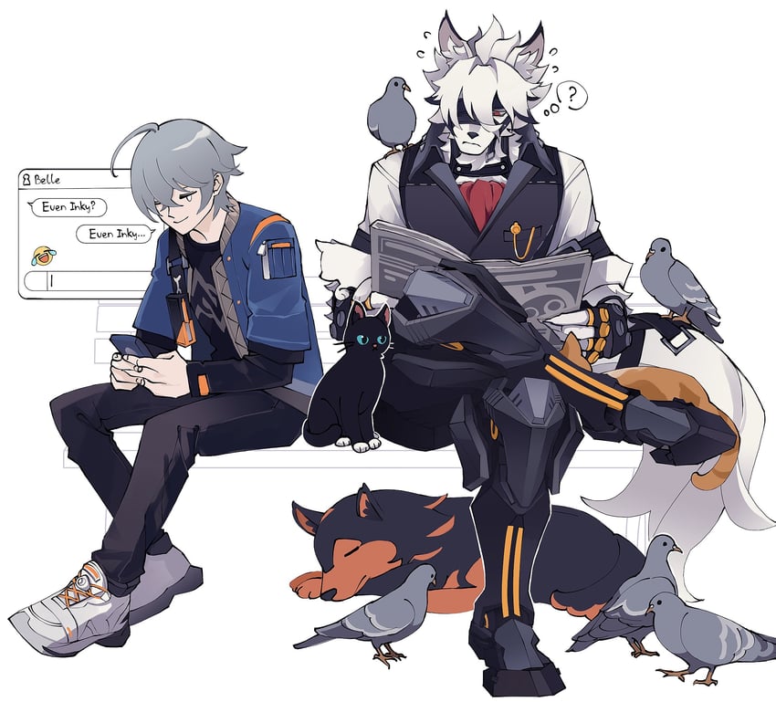wise, von lycaon, and inky (zenless zone zero) drawn by ranta000