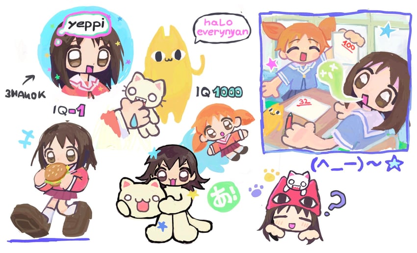 kasuga ayumu, mihama chiyo, takino tomo, and mihama chiyo's father (azumanga daioh) drawn by http_oopsy