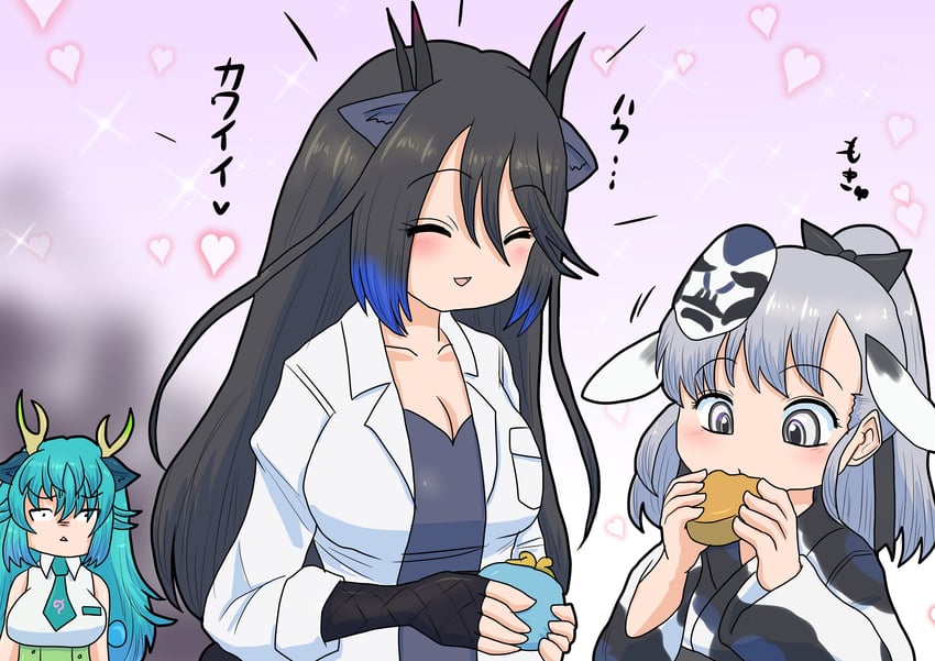 black dragon, blue dragon, and jinmen-gyo (kemono friends) drawn by shinkaisoku