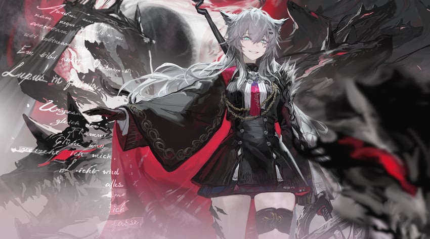 lappland, lappland the decadenza, and zaaro (arknights) drawn by xiaoye_eago