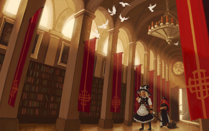 kirisame marisa, flandre scarlet, and hong meiling (touhou) drawn by u-joe
