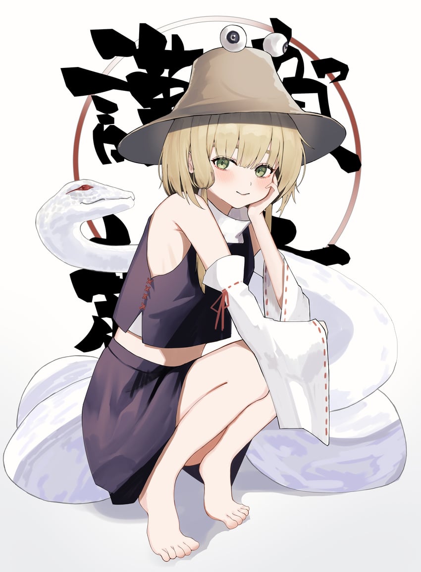 moriya suwako and mishaguji (touhou) drawn by kaminose_(user_veum4325)