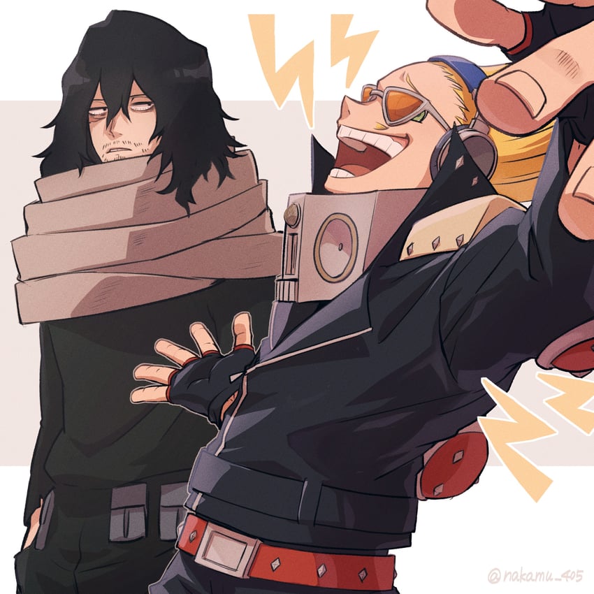 aizawa shota and present mic (boku no hero academia) drawn by nakamu_405