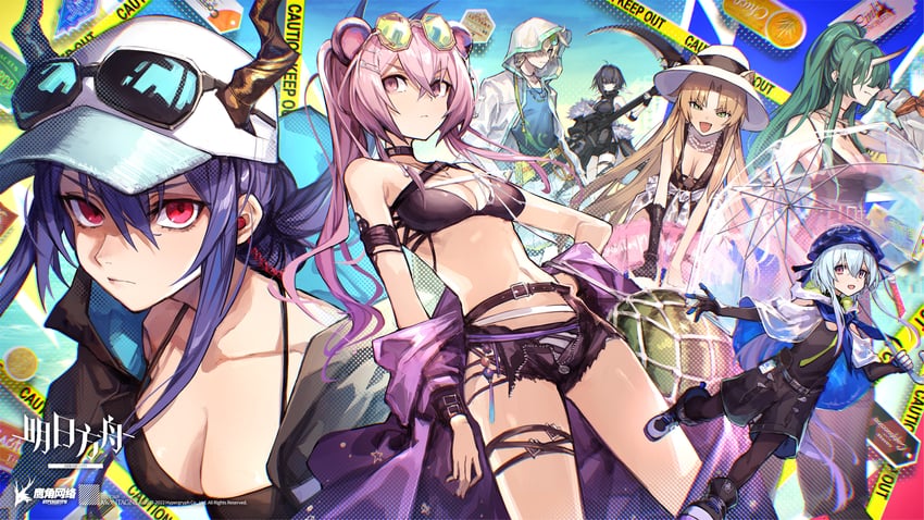 ch'en, hoshiguma, la pluma, swire, mizuki, and 3 more (arknights) drawn by mephisto_(angraecum)