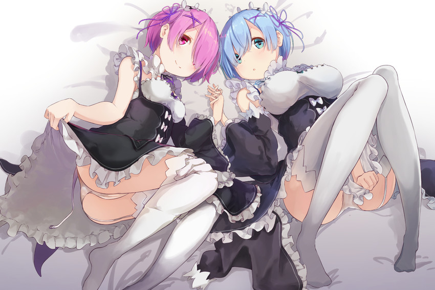 rem and ram (re:zero kara hajimeru isekai seikatsu) drawn by pachi_(sugiyama0306)