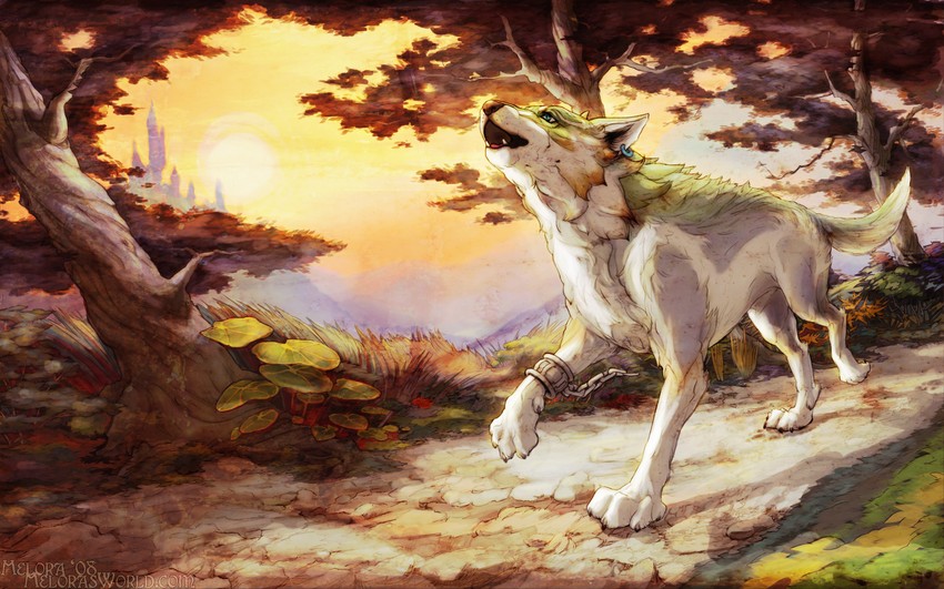 link and wolf link (the legend of zelda and 1 more) drawn by melora